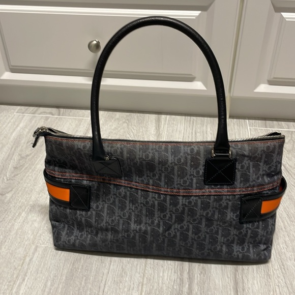 VINTAGE Dior handbag, satchel. Denim and orange print. - Picture 2 of 11